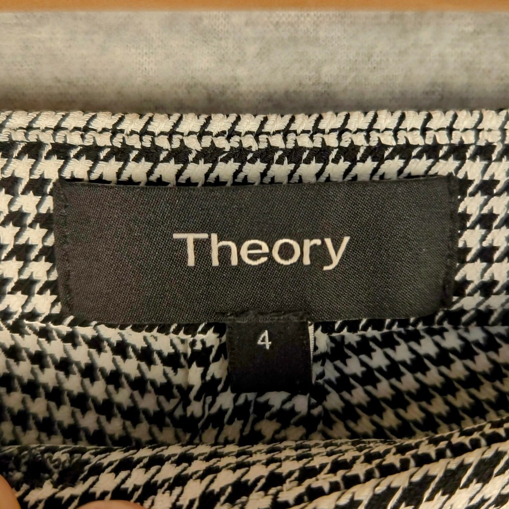 Theory Houndstooth Pants Classic Skinny Cropped Made in USA Size 4 - Picture 2 of 8